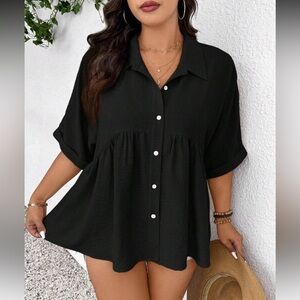 Women's Black Button-Up Blouse